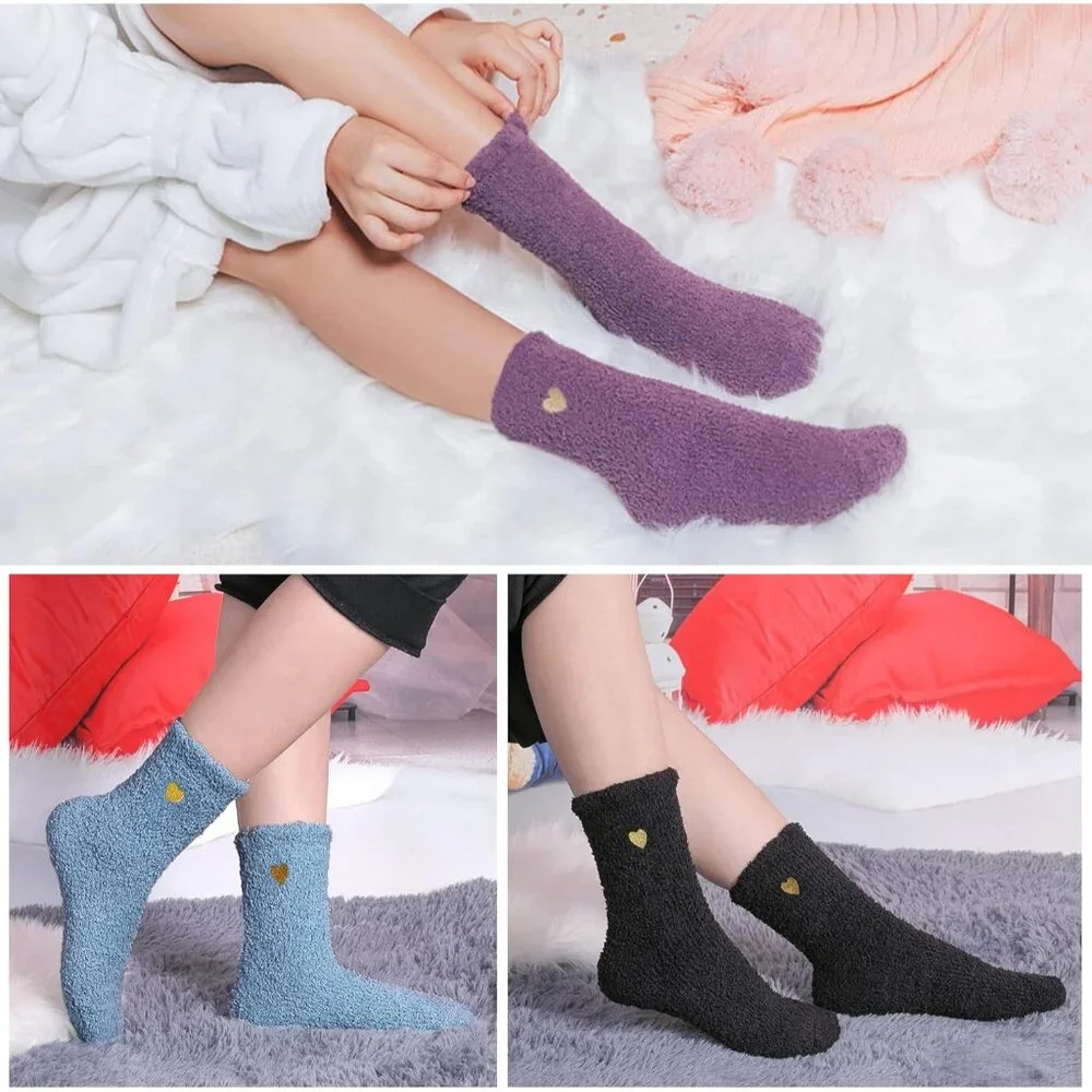 Womens Super Soft Fuzzy Cozy Home Sleeping Socks Microfiber Winter Warm Slipper_5
